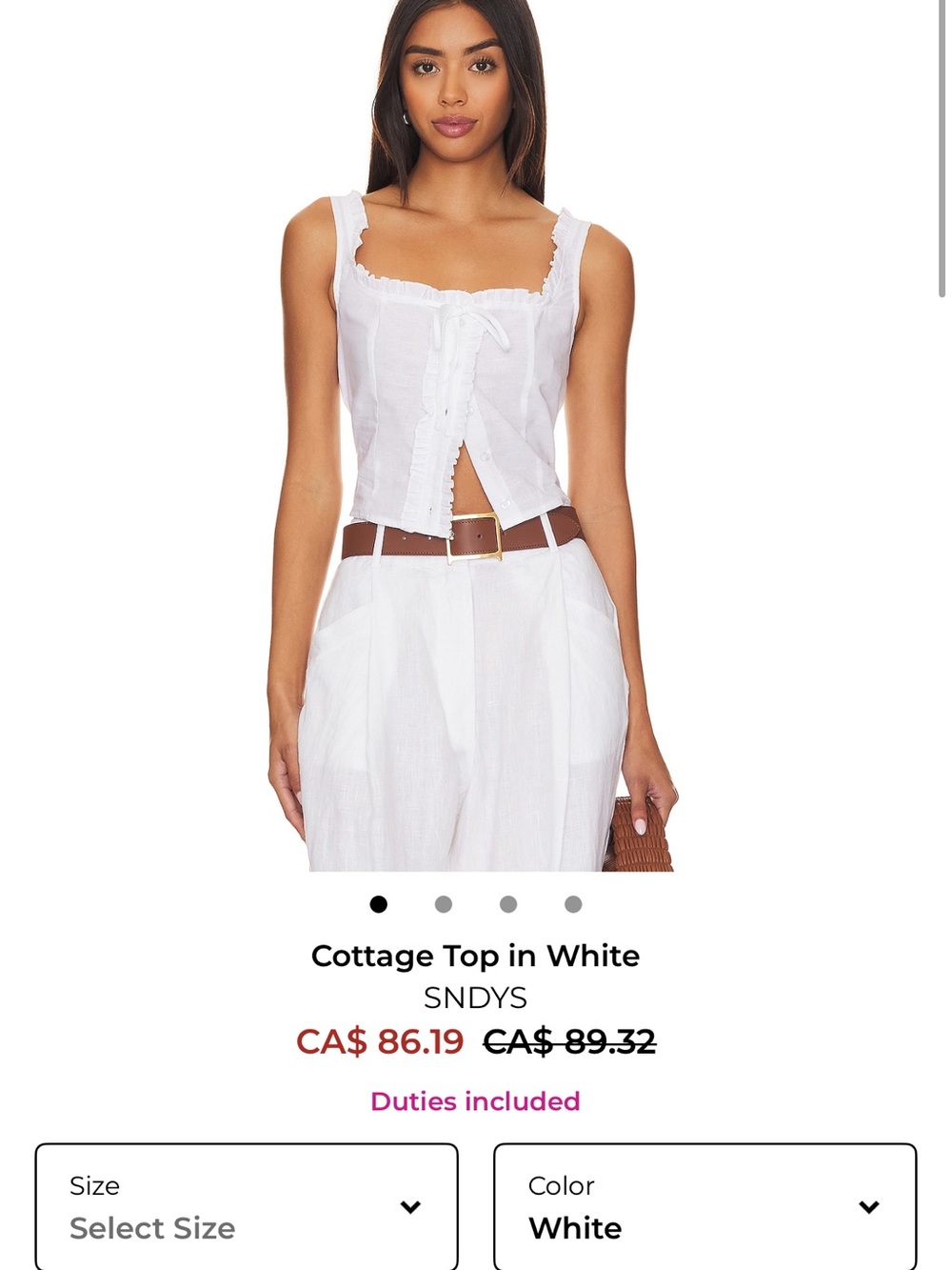 NEW without tags revolve SNDYS Top in White - Linen Blend